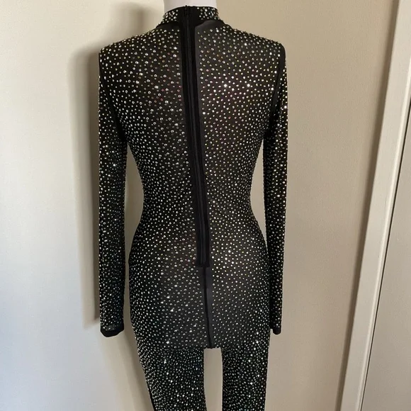 1. Sheer Rhinestone Elegant Black and White Jumpsuit Size Unknown. - Picture 9 of 11